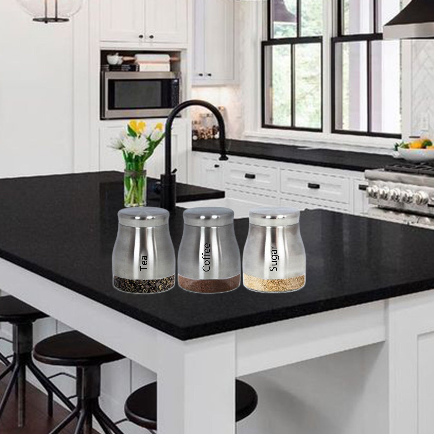 Coffee, Tea and Sugar Canister Set of 3 Mila Kitchen Ghana (www.milakitchen.com)