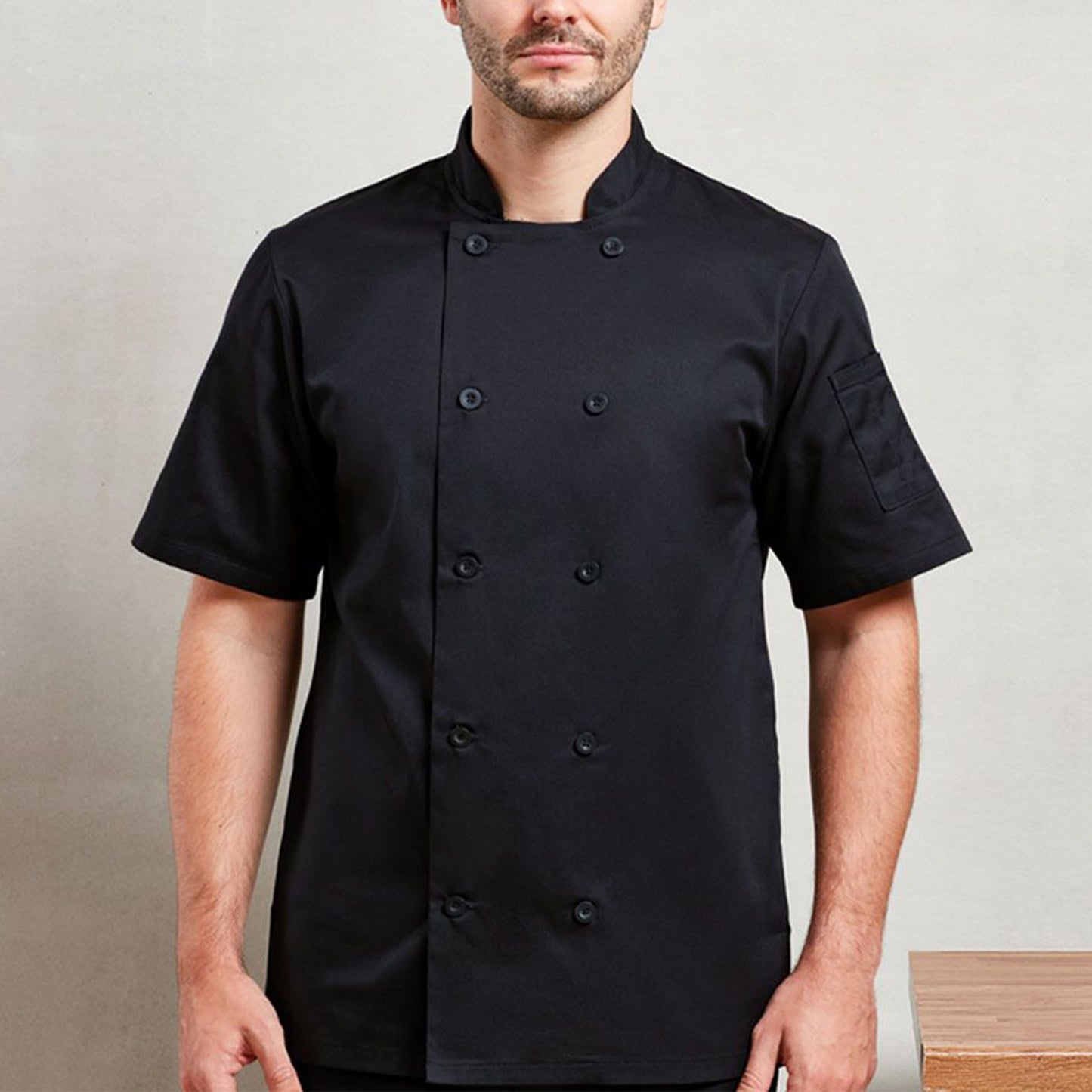 Mila Chef Jacket - Short Sleeve -Black Mila Kitchen Tel:0592031234