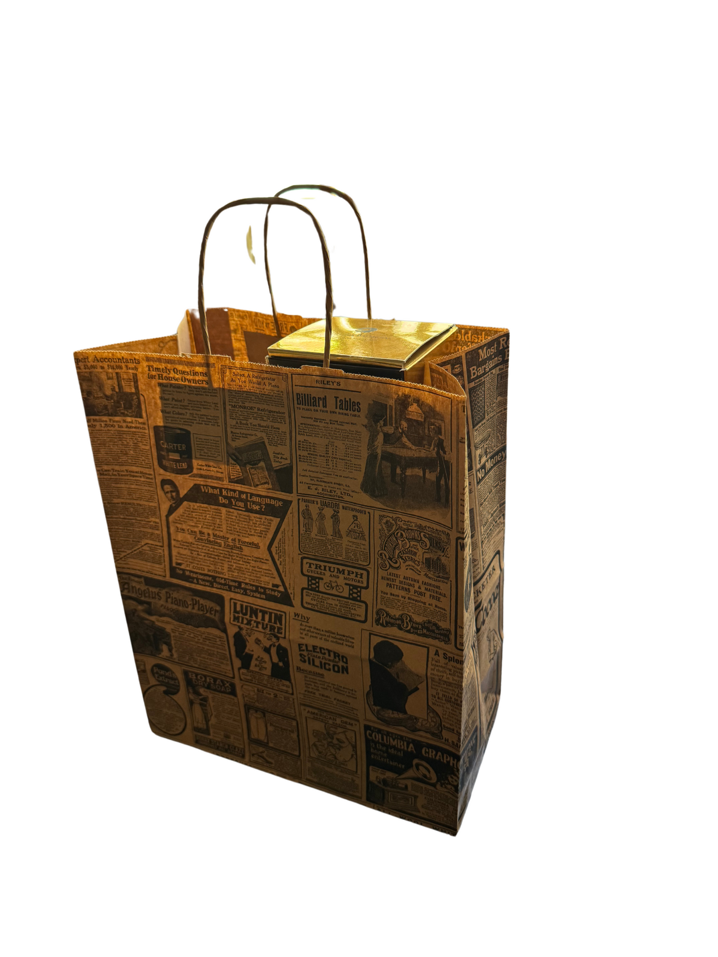 Bags With Handles "Times" 90 G/M2 32+21x28,5 cm Natural Kraft Mila Kitchenware and Equipment Limited