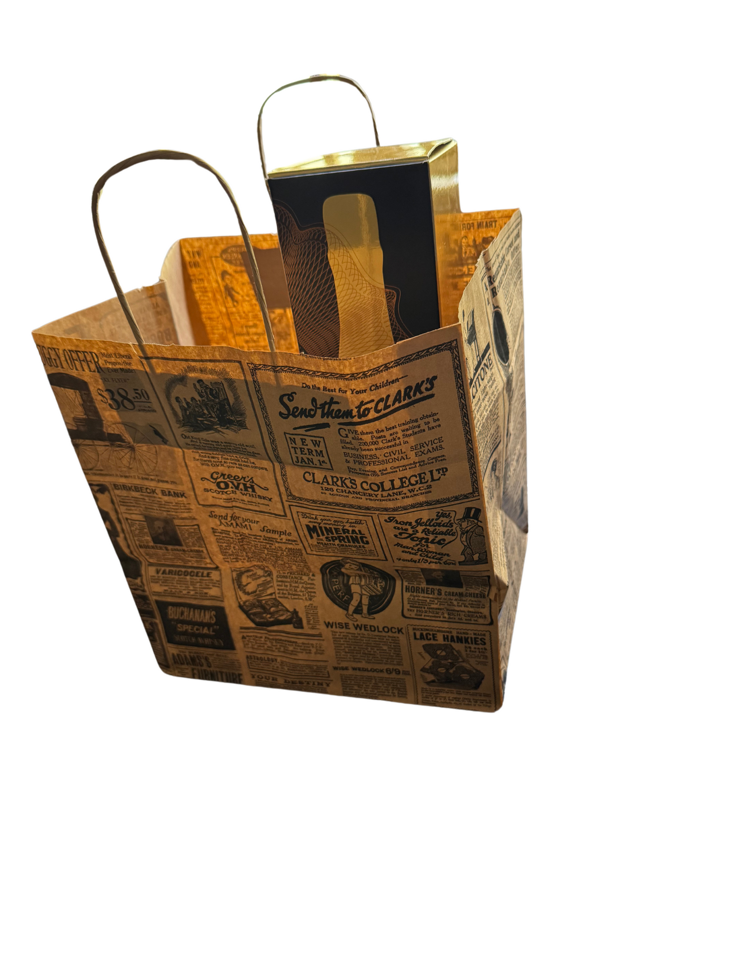 Bags With Handles "Times" 90 G/M2 26+20x27 cm Natural Kraft Mila Kitchenware and Equipment Limited