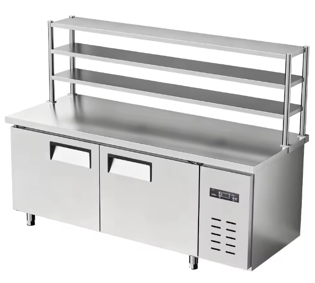 Stainless Steel Under Bar Freezer with Work Top and 3 tier Shelf 180*80*80cm