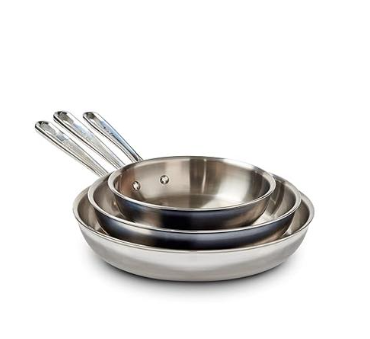 Stainless Steel Frying Pans - 3 Set