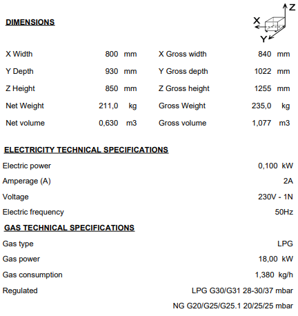 Origin -Spain: Gas Tilting Bratt pan, LPG 50Hz, manual with stainless steel tank of 90 L, 900 range.