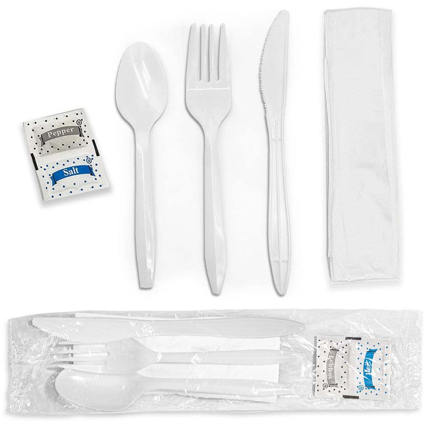 (6 in 1) Disposable Cutlery Set with Wet Wipe, Toothpick and Tissue (50 packs) Mila Kitchenware and Equipment Limited