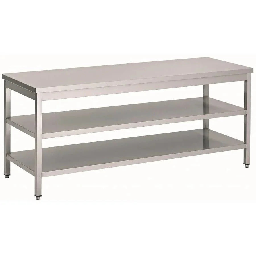 Stainless Steel Table with 2 Shelves 230cm / 2300 Mila Kitchen Ghana (www.milakitchen.com)