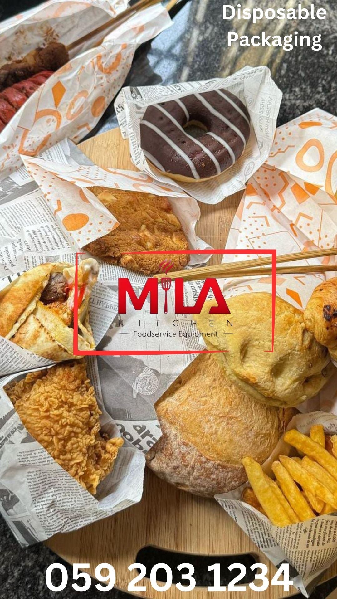 Newspaper Grease Proof Bag Open in Two Sides 17x17cm (125pcs per pack) greaseproof paper Mila Kitchenware and Equipment Limited