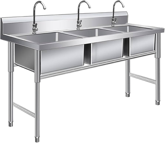 180cm Stainless Steel 3 in 1 Commercial Sink