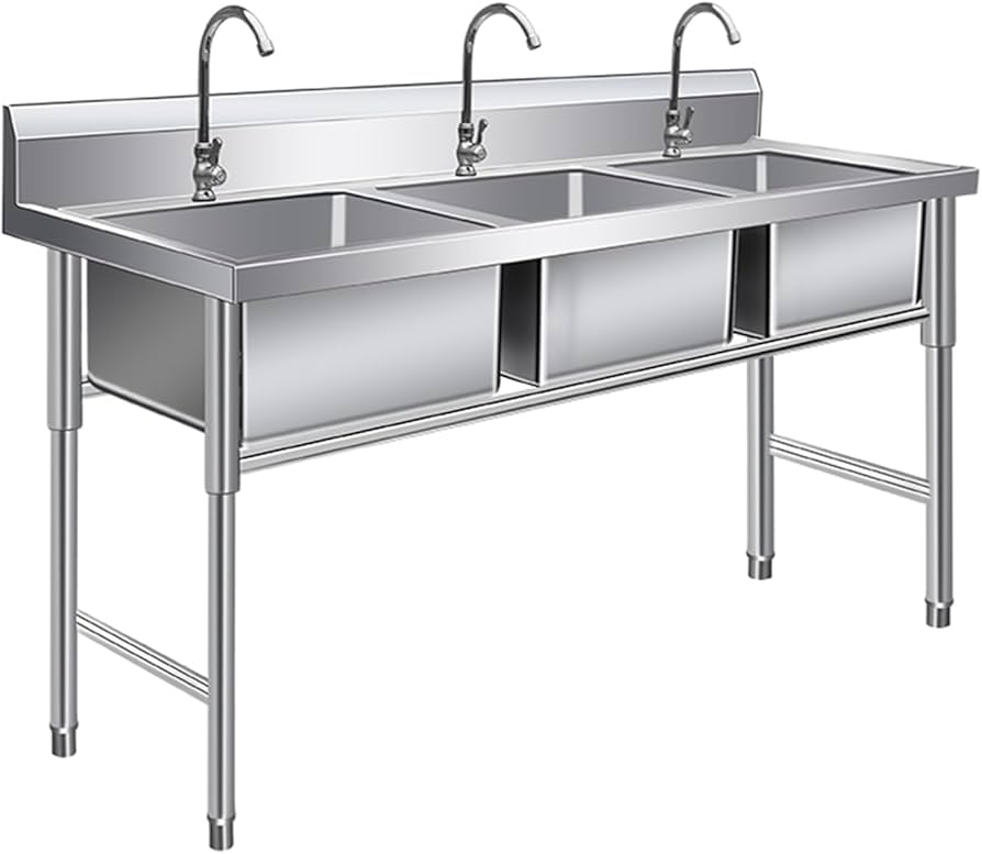 180cm Stainless Steel 3 in 1 Commercial Sink Mila Kitchen Ghana (www.milakitchen.com)