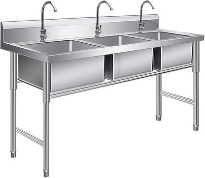180cm Stainless Steel 3 in 1 Commercial Sink Mila Kitchen Ghana (www.milakitchen.com)