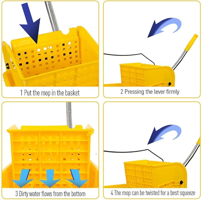 Industrial Mop Bucket with wringer - 20 Liters