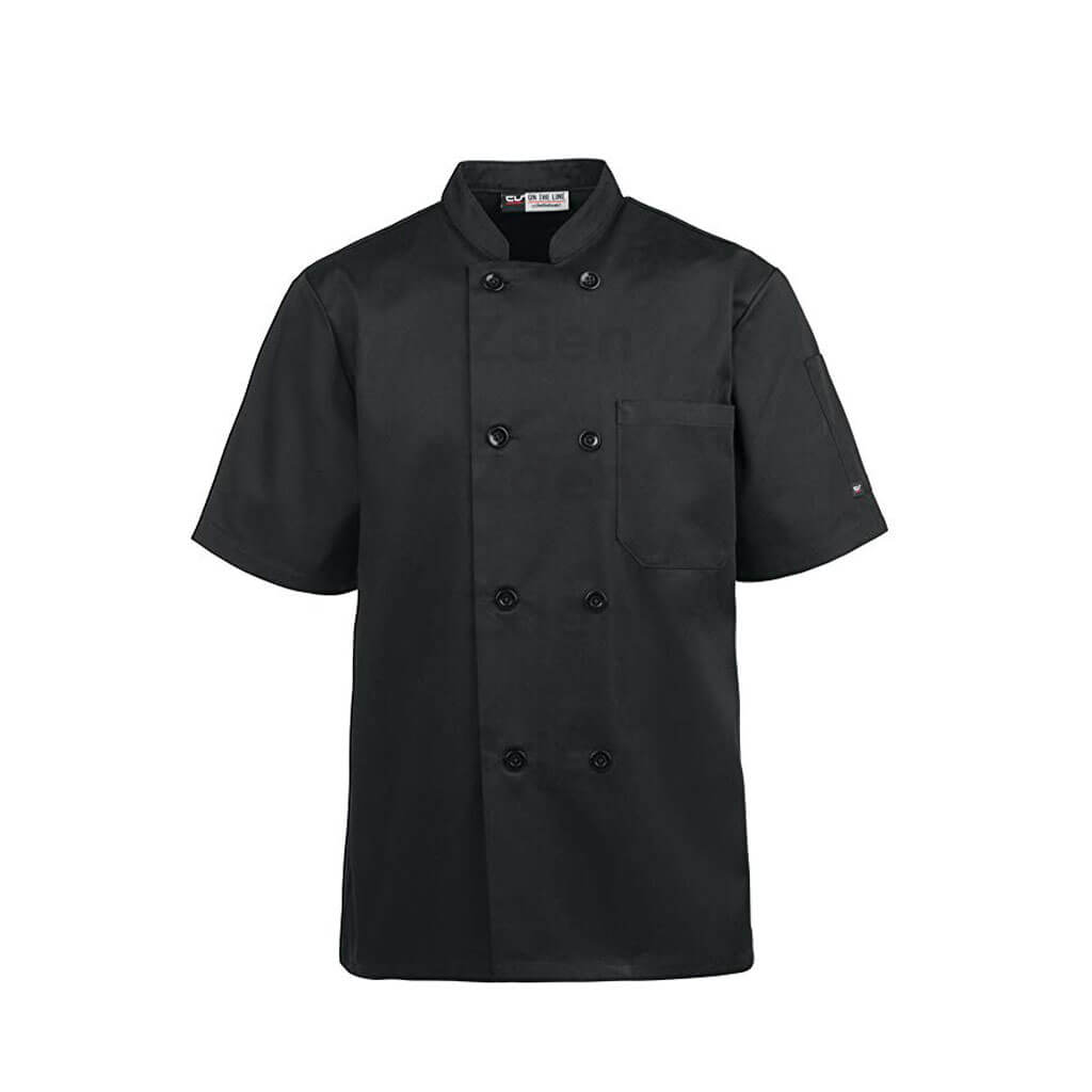 Mila Chef Jacket - Short Sleeve -Black Mila Kitchen Tel:0592031234