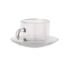 Clear Polycarbonate Standard Tea Cups With Saucer 150 ml