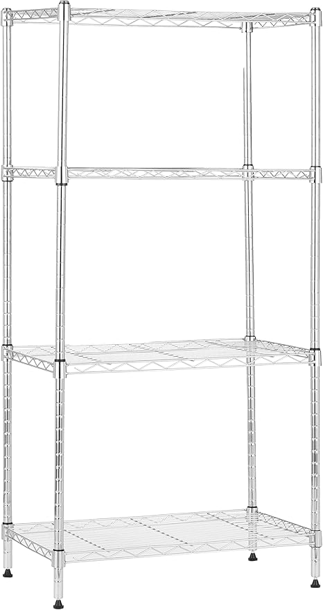 Heavy Duty 4- Tier Chrome Wire Rack Shelf L 90 x W 50 x H 184 cm – Mila ...