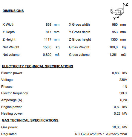 Origin -Spain:  10 Tray GN 1/1 Gas with Right Opening - Direct Steam (injection) Oven