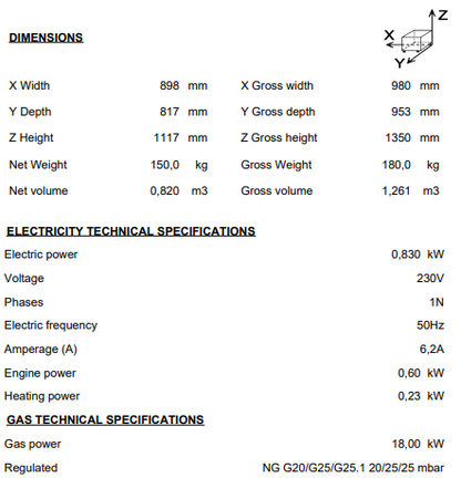 Origin -Spain:  10 Tray GN 1/1 Gas with Right Opening - Direct Steam (injection) Oven