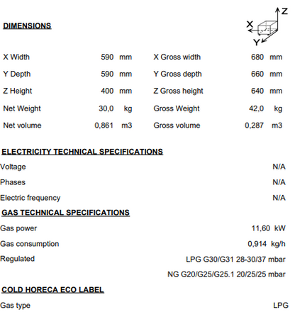 Origin -Spain: Gas Stock Pot Stove 60 x 60cm
