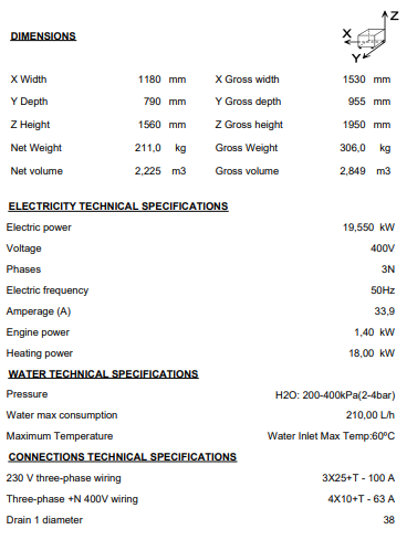 Origin -Spain: Compact Rack Conveyor 120 racks/hour with entrance from the left for hot water