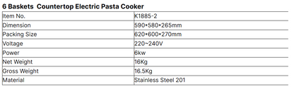 Origin - China: 6 Baskets Countertop Electric Pasta Boiler Cooker