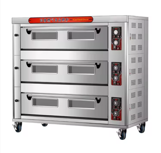 Origin - China: Commercial 3 Deck Oven 12-Tray Gas and Electric Baking Pizza Oven