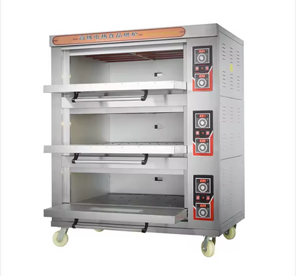 Origin - China: Commercial 3 Deck Oven 12-Tray Gas and Electric Baking Pizza Oven