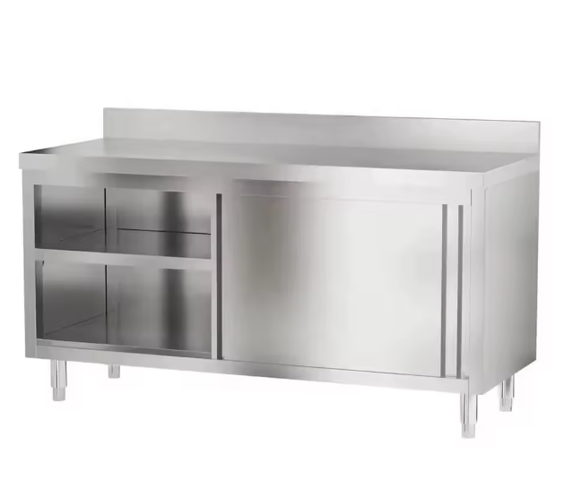 Stainless Steel Worktable With Cabinet With Two-way Sliding Door (L*W*H): 1800*800*800