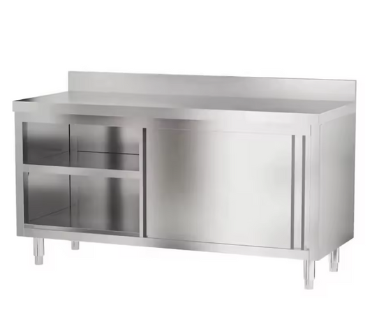 Stainless Steel Worktable With Cabinet With Two-way Sliding Door (L*W*H): 1800*800*800