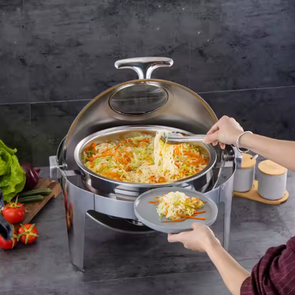 Roll Top Chafing Dish with Glass - Round