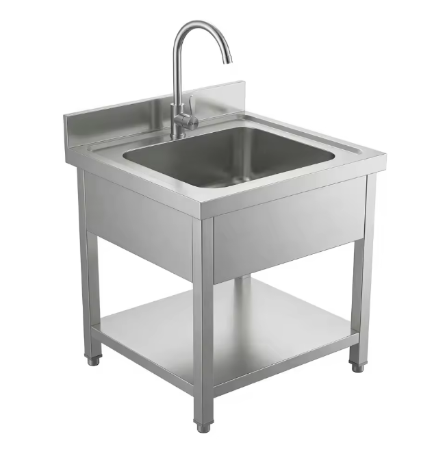 700 X 700mm Stainless Steel Single Pot Sink with undershelf and splash back