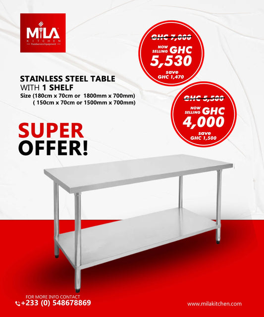 Stainless Steel Table with 1 Shelves