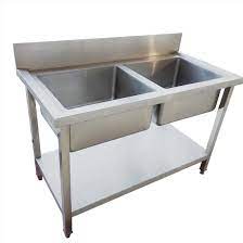 1200 x 700mm Commercial Double Pot Sink with undershelf and splash back Mila Kitchen Ghana (www.milakitchen.com)