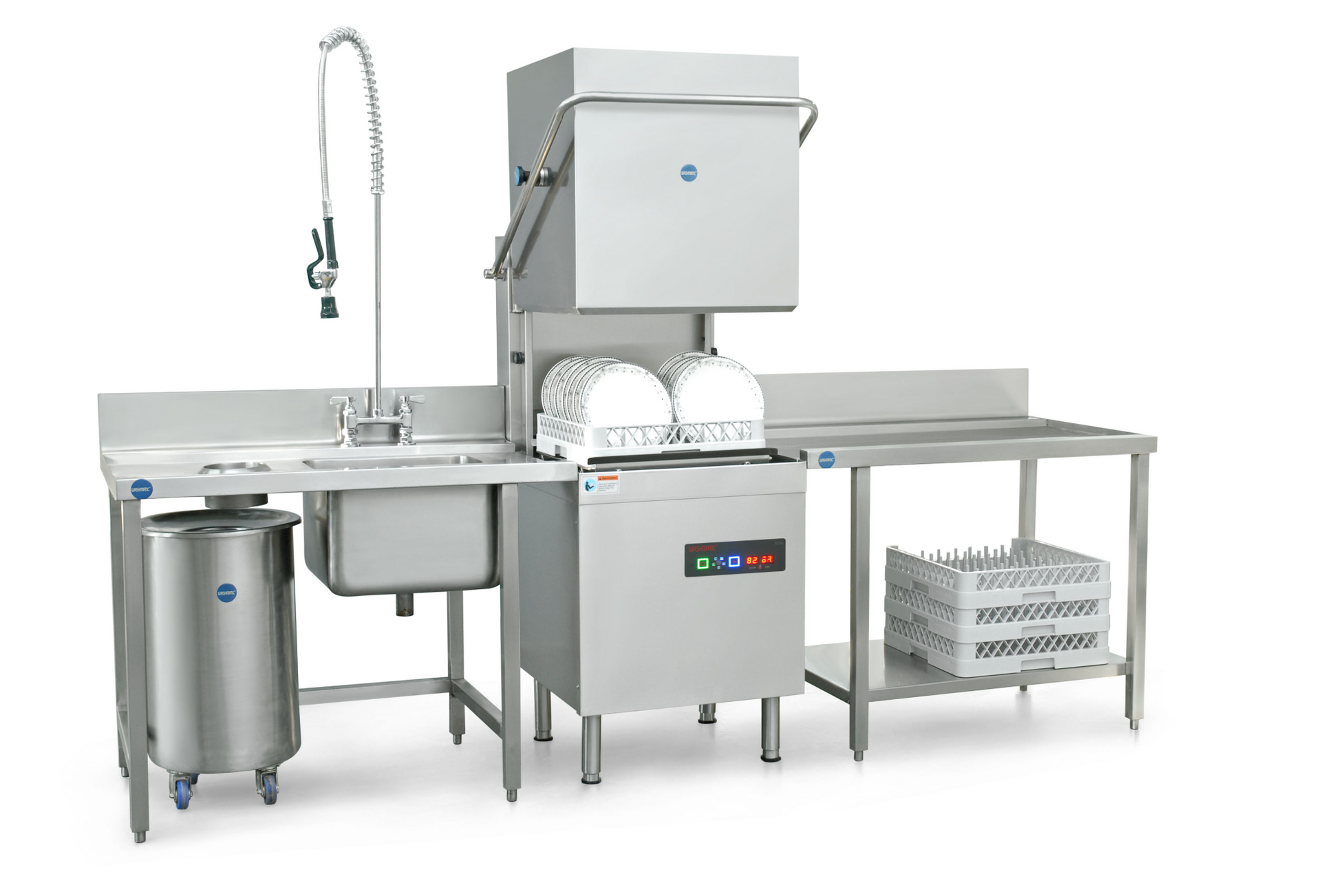 Commercial Dishwasher including inlet and outlet table Mila Kitchenware and Equipment Limited