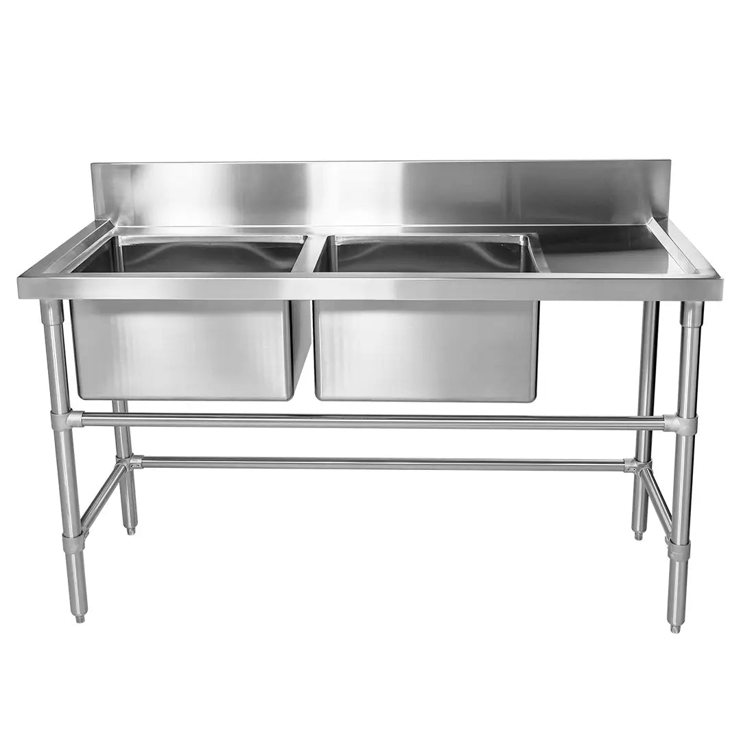 Commercial Double Pot Sink with Right Hand Tray