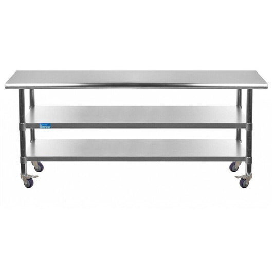 Heavy Duty Stainless Steel Table with 2 Shelves -Local 230cm / 2300mm with wheels
