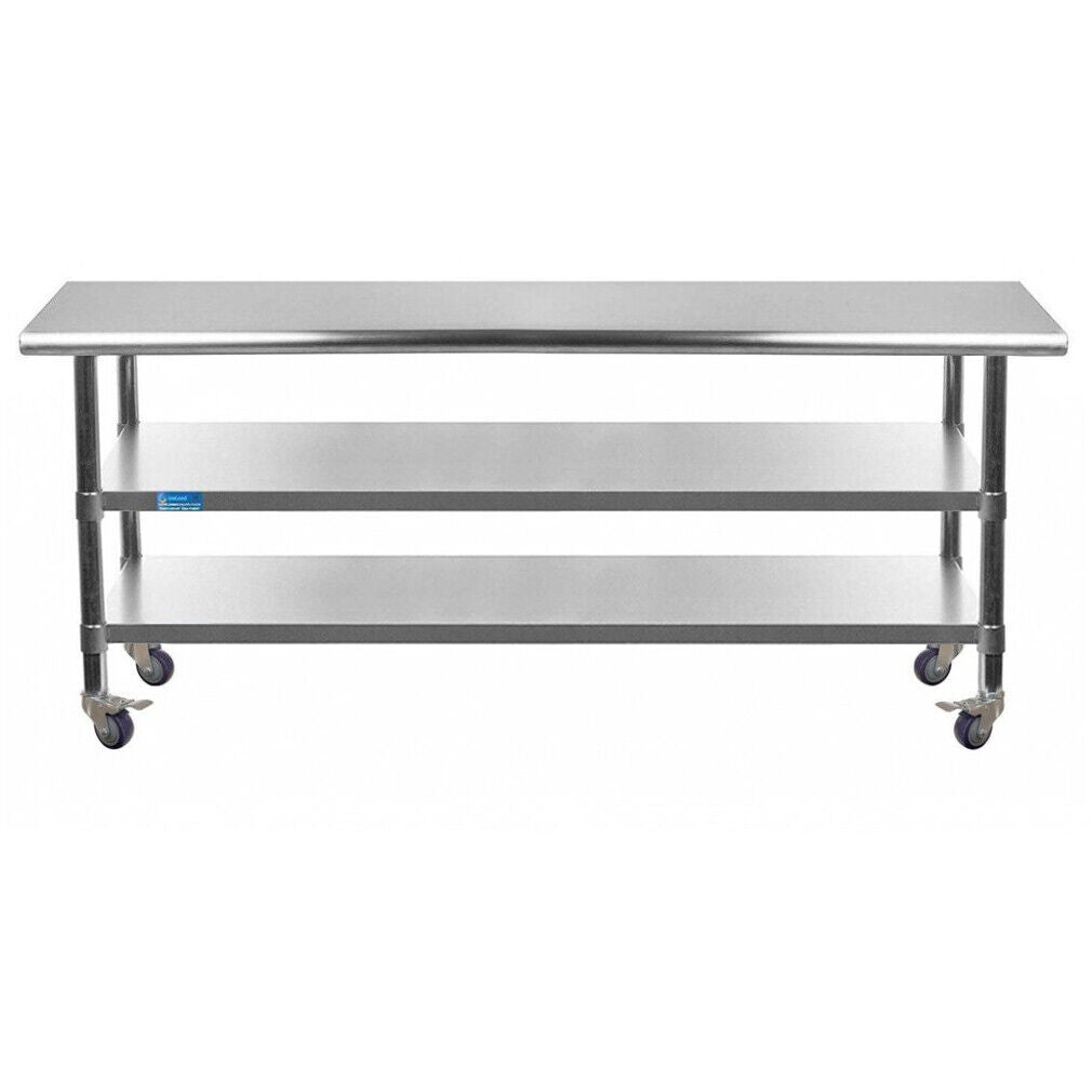 Heavy Duty Stainless Steel Table with 2 Shelves -Local 230cm / 2300mm with wheels