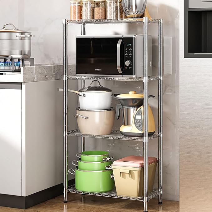 Heavy Duty 4- Tier Chrome Wire Rack Shelf L 90 x W 50 x H 184 cm – Mila ...