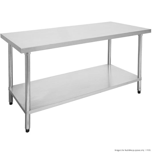 Stainless Steel Table with 1 Shelves - Imported 180cm / 1800mm