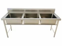 180cm Stainless Steel 3 in 1 Commercial Sink