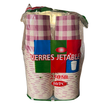 Verres Jetables Cups 250ml (50pcs) Mila Kitchenware and Equipment Limited